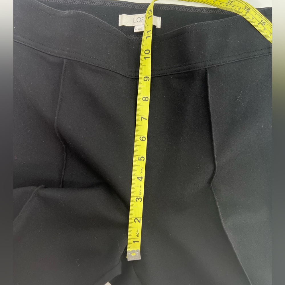 LOFT Black Stretchy Pull On Straight Leg Trousers Front Seam M Medium - Picture 8 of 9